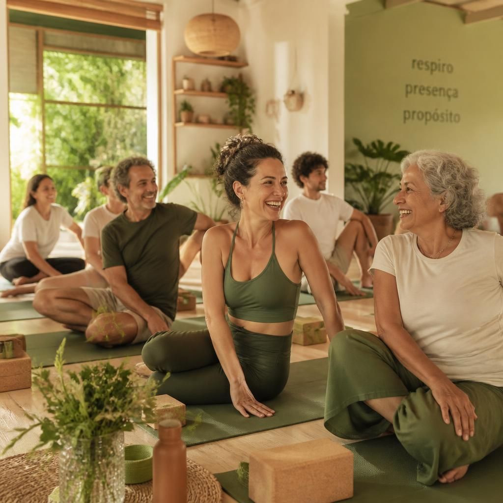 Comunidade EULO em uma aula de bem-estar e yoga